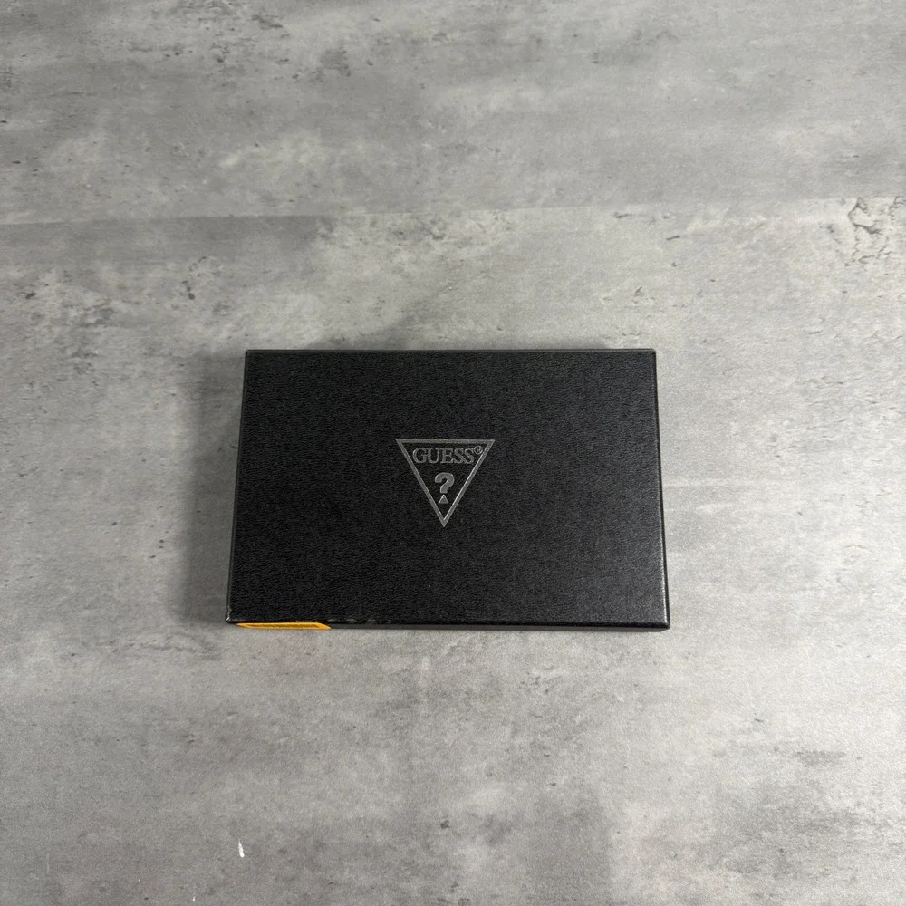 Guess Wallet Set Mens Gray Black Logo Bifold Card Holder Gift Box New Streetwear